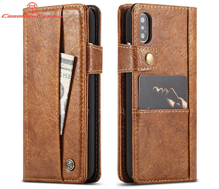 CaseMe iPhone Xs Retro Card Slots Wallet Leather Case