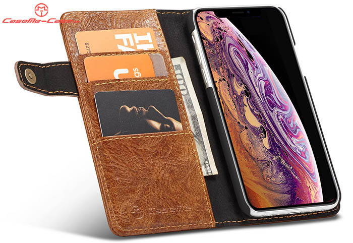 CaseMe iPhone Xs Retro Card Slots Wallet Leather Case