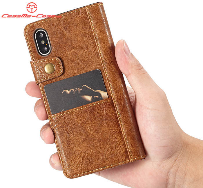 CaseMe iPhone Xs Retro Card Slots Wallet Leather Case