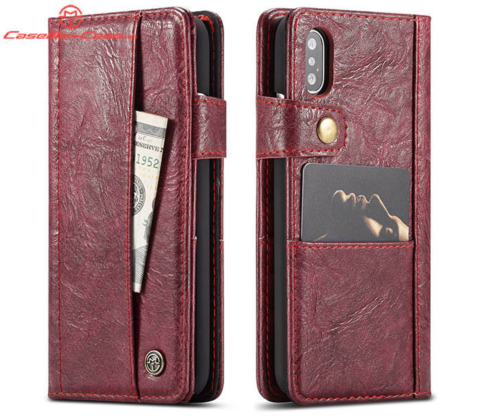 CaseMe iPhone Xs Retro Card Slots Wallet Leather Case