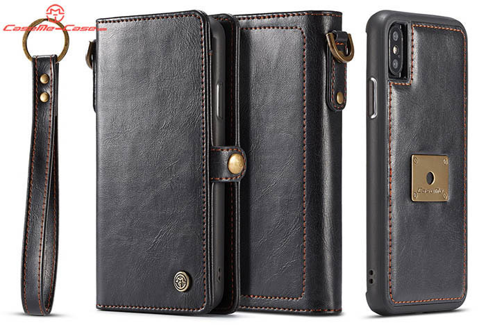 CaseMe iPhone Xs Max Wallet Magnetic Detachable 2 in 1 Retro Style Case With Wrist Strap