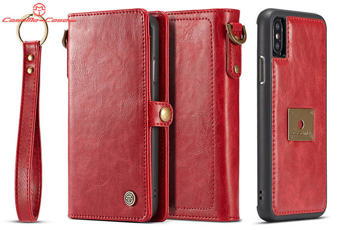 CaseMe iPhone Xs Max Wallet Magnetic Detachable 2 in 1 Retro Style Case With Wrist Strap